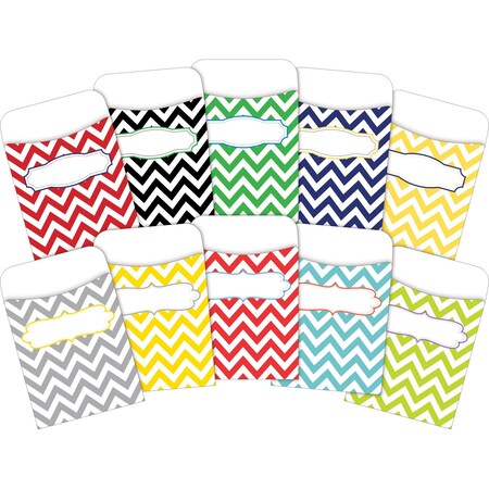 Barker Creek Chevron Peel & Stick Library Pockets Set, Multi-Design, 60/Set, PK60 3852